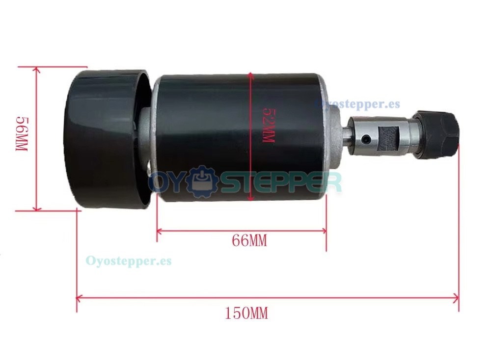 Motor de husillo CNC de 200W 12&ndash;24V ER11/ER16 10000rpm 52&times;150mm refrigerado por aire para mini grabadora
